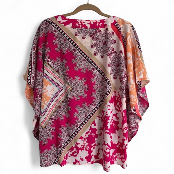 NWT Chico’s Flutter Sleeve Tie Front Top Multi Print Blouse Size 1 (US 8/10) - Picture 4 of 7